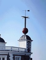 Greenwich Time Ball erected in 1833. The ball was dropped daily at 1300 ( 1 PM ) and was used to check marine chronometers by sailors on the Thames.