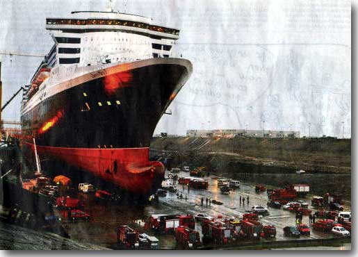 Giant Luxury Liner Queen Mary 2, Site of an accident killing 15 people