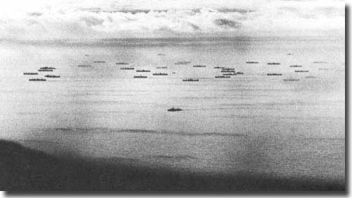 Convoy at sea North Atlantic, WW2