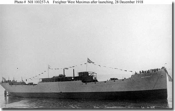 US freighter West Maximus built in 1918, sailed in Convoy ONS 5, to be sunk by U- 264 
 on night of 4/5 May 1943