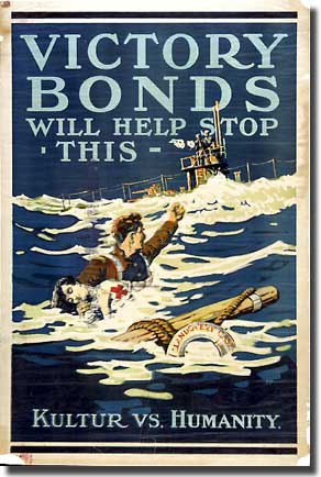 After the Hospital ship Landovery Castle was sunk by U-86, on the 27th. of June 1018, and 146 died, this poster in 1918 used the tragedy to sell War Bonds