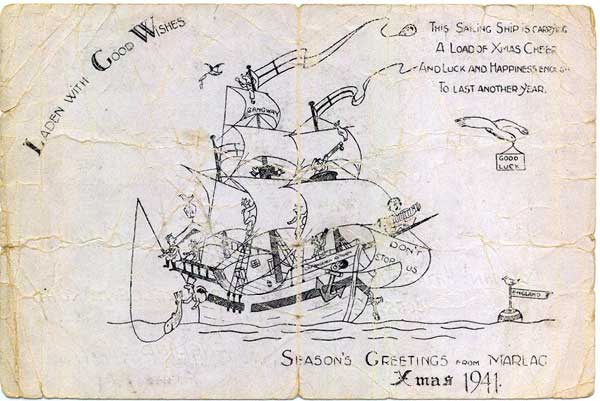 Hand drawn Xmas card sent from Marlag und Milag Nord 1941