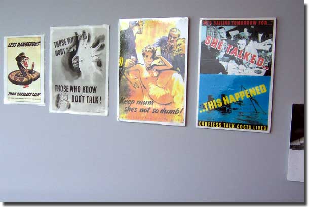Four posters about not giving away important information to a possible enemy agent