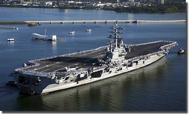 USS Reagan honors the USS Arizona Memorial