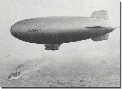 A US Navy K type blimp, as used in the action against U-853 in May 1945.