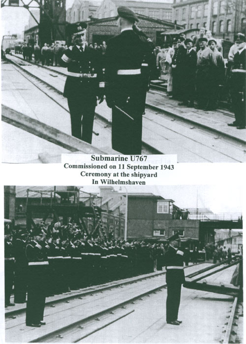 Submarine U767 Commissioning on 11 September 1943 in Wilhelmshaven