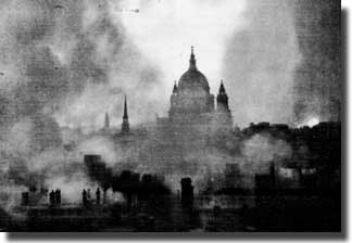 Bombs fall on St Pauls Cathedral. London