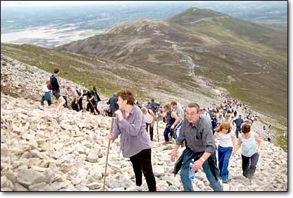 The long hard climb over stoney ground.