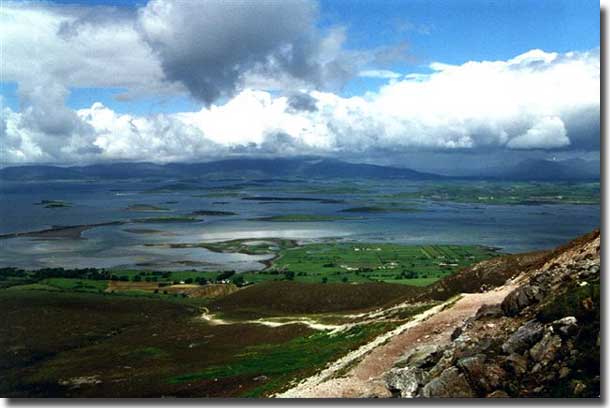 Clew Bay with its many islands from the top of Croagh Patrick