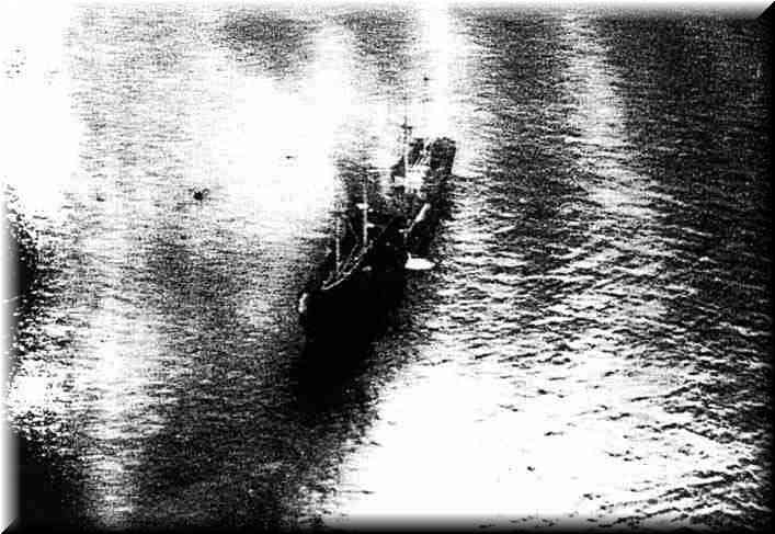 German Supply ship "Coburg" set on fire by gunfire from H.M.A.S. "Canberra" and subsequently scuttled. 4th. of March , 1941 